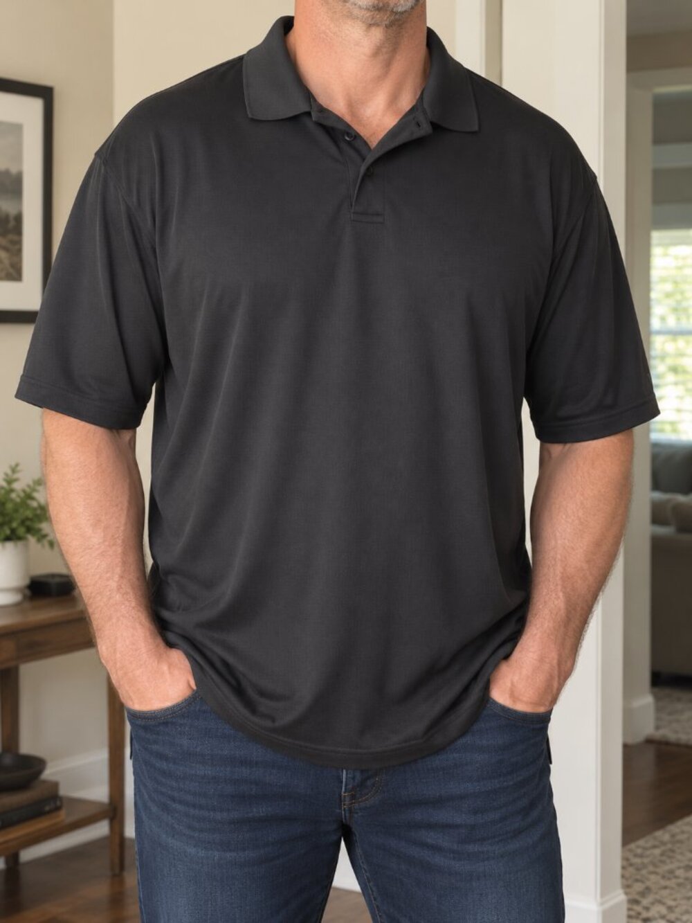 Reebok Golf Men’s 3XLT Black Performance Polo Shirt Big & Tall